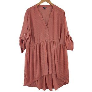 Torrid 3 Textured swiss dot High Low Fold Sleeve  Dressy blouse Size 3x